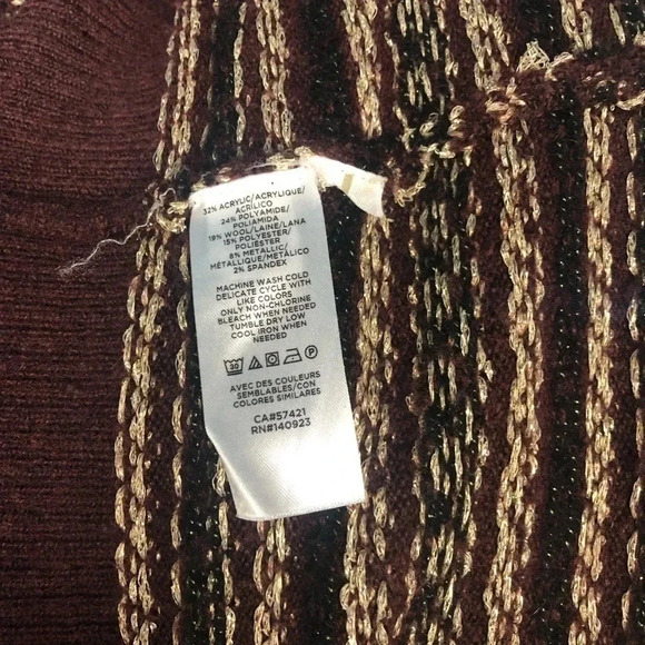 Loft Maroon and Gold stripped Sweater Dress Women’s Petite Large - Picture 7 of 12